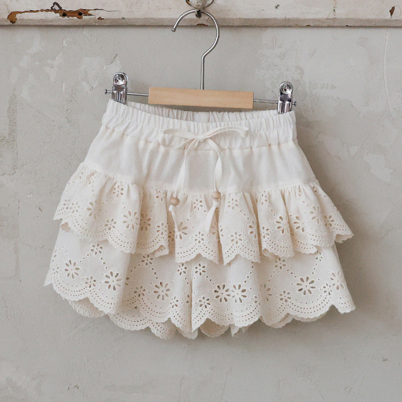 (In Production)Girls Spring&Summer Lace Scallop Shorts