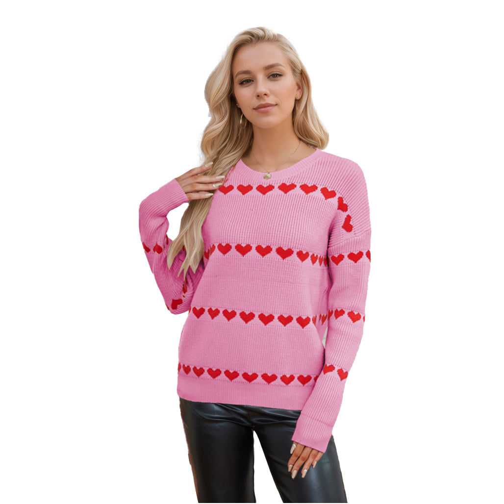 (Pre Order)Adults Valentine's Day love jacquard Crew-neck Sweater
