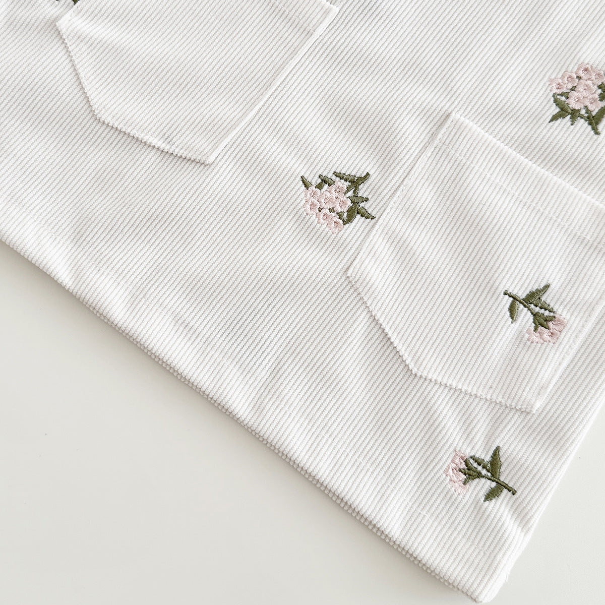 (In Production)One Pack(5 Pieces total)Sale Girls Summer Floral Embroidery Corduroy Overall Dress