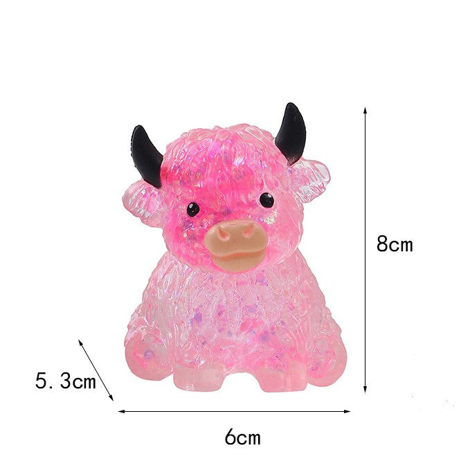 (Pre Order)Squishy Squeeze Glitter Highland Cow Toy