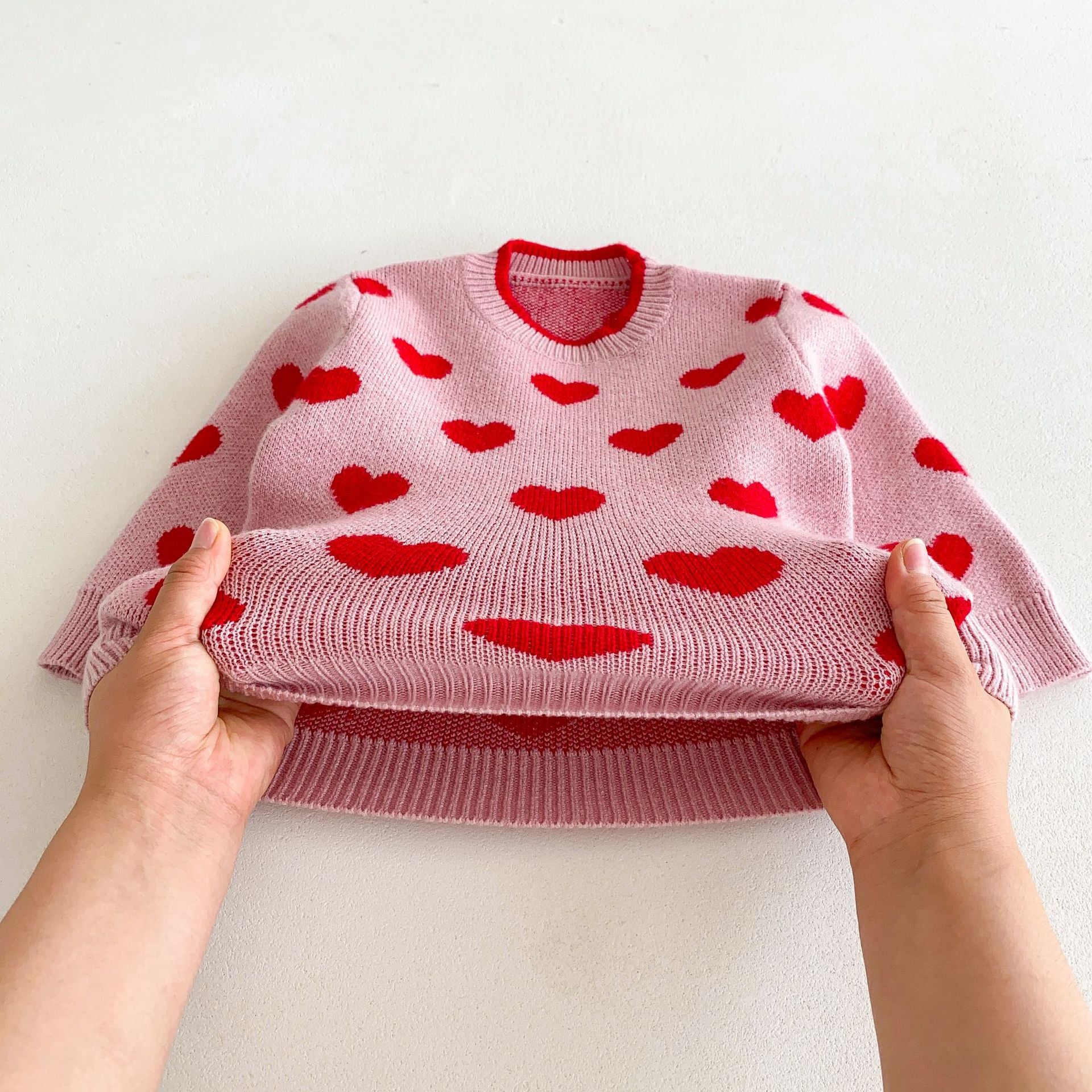 (Pre Order)Girls Valentine's Day Love Jacquard Sweater