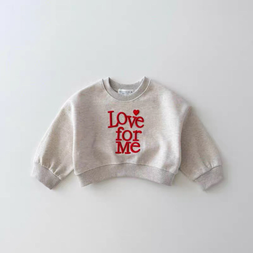 (Pre Order 2 Weeks)Girls Fall Love for Me Embroidery Sweatshirt Set