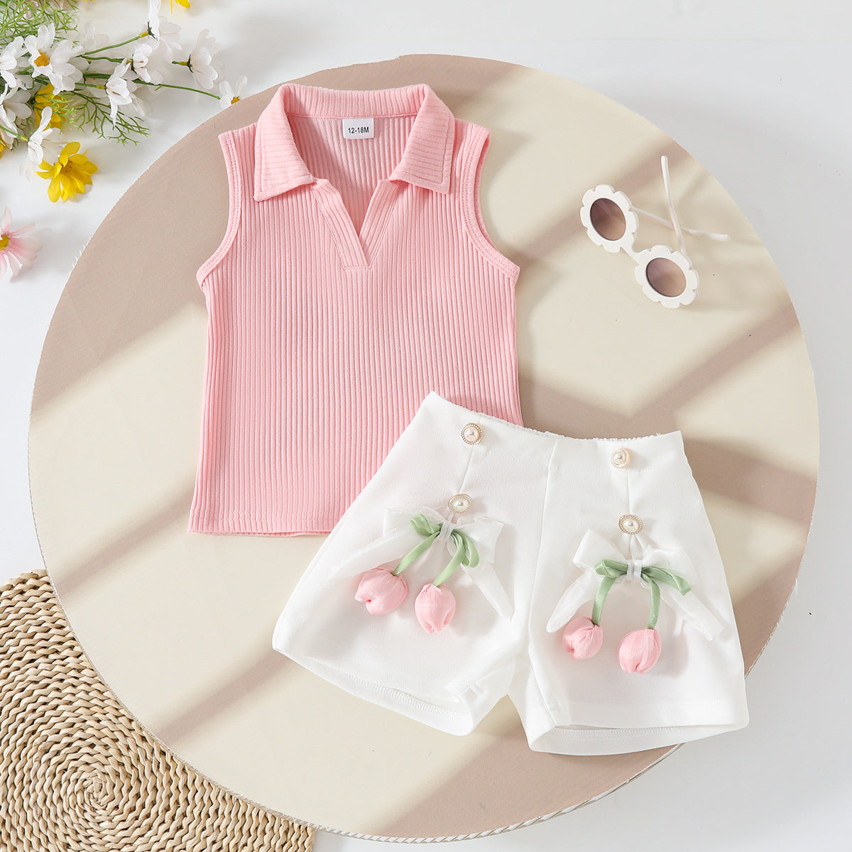 (In Production)Toddler Girls Spring&Summer Tulip Bloomer Set