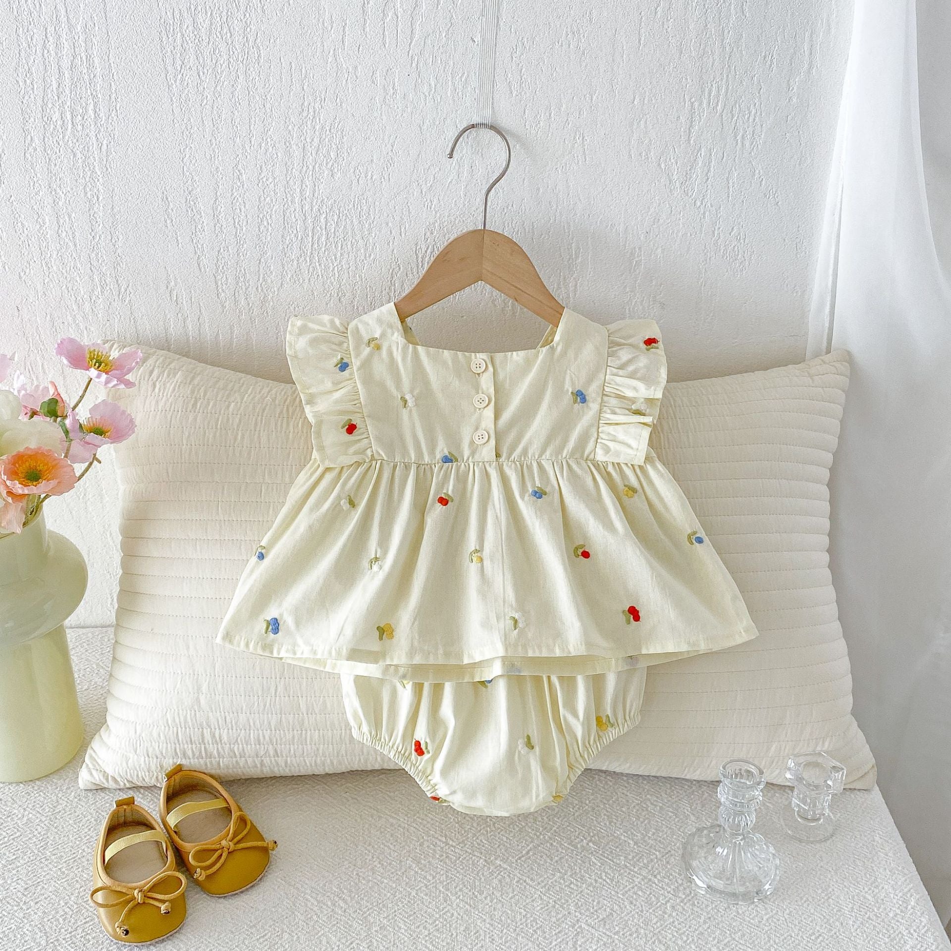 (In Production)Toddler Girls Spring&Summer Embroidery Bloomer Set