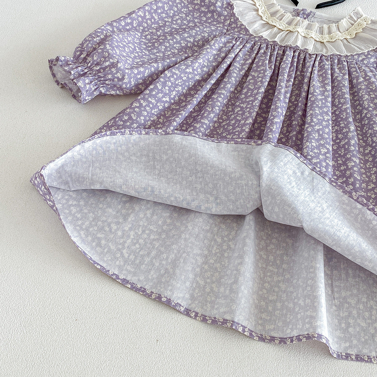 (Pre Order 2 Weeks)Sisters Fall Lavender Floral Lace Collar Dress&Romper