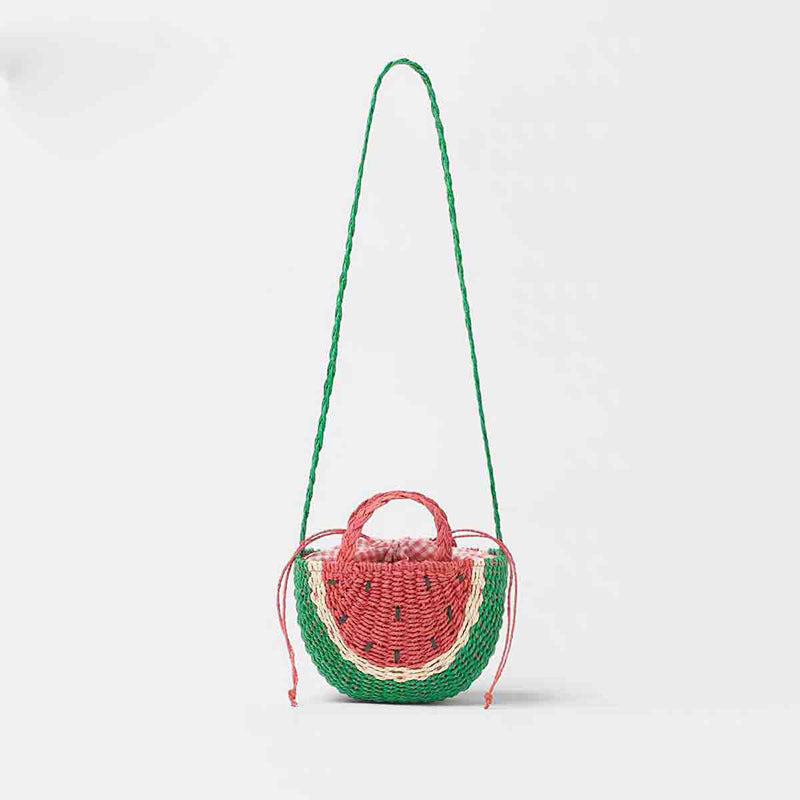 (Pre Order)Girls Summer Watermelon Straw Crossbody Bag