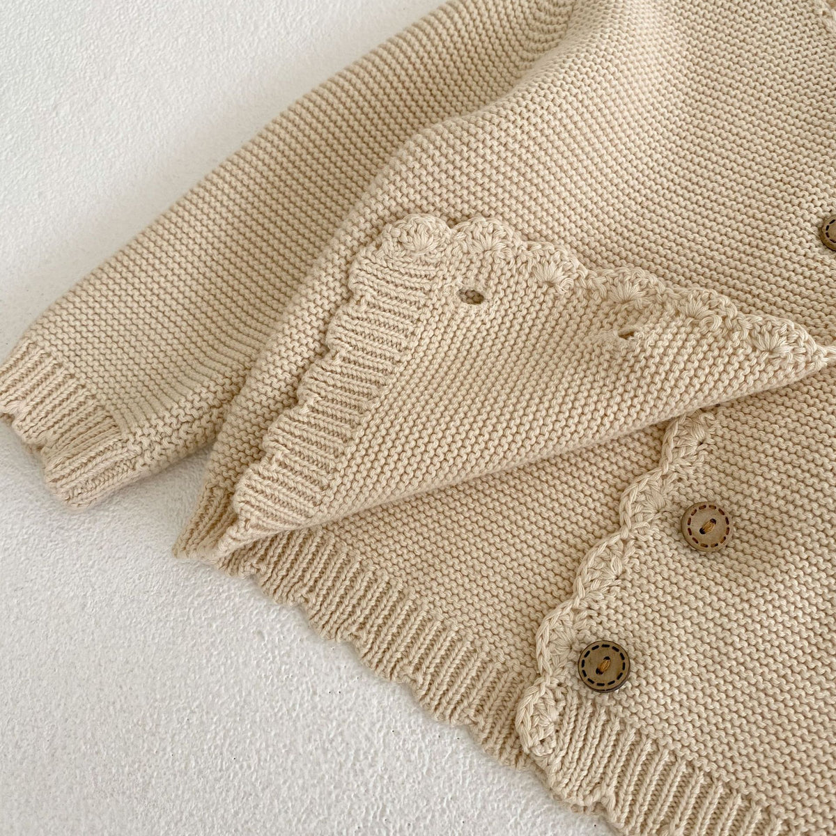 (Pre Order 2 Weeks)Girls Fall Scallop Knitted Cardigan