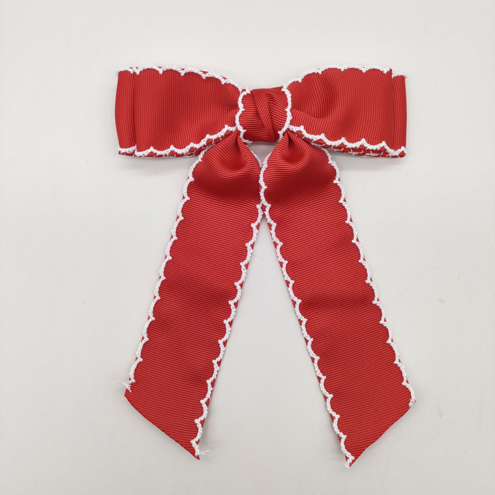 (Pre Order)Girls Solid Color Bow Hair Clip 2PCS