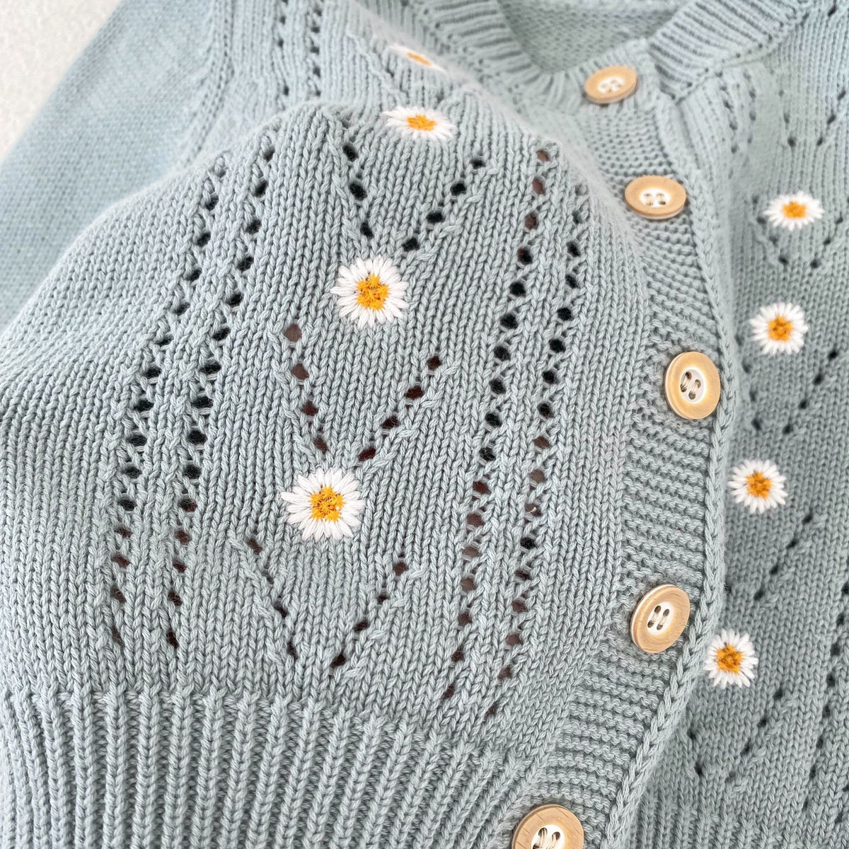 (Pre Order 2 Weeks)Girls Fall Daisy Embroidery Sweater Cardigan&Romper