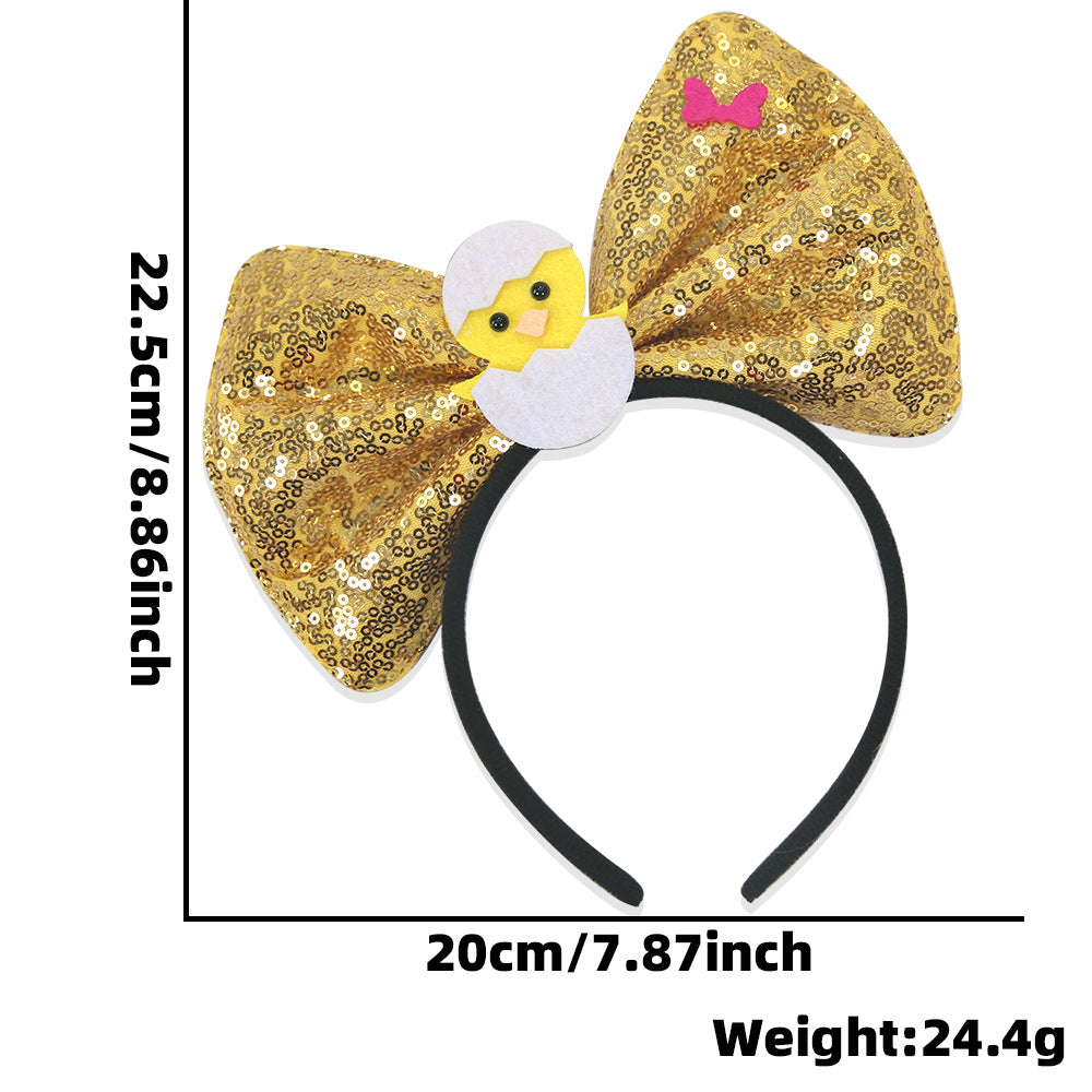(Pre Order)Girls Easter Cartoon Sequin Bow Headband