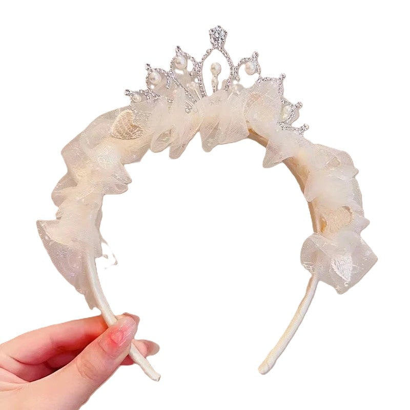 (Pre Order)Girls Princess Pearl Crown Headband