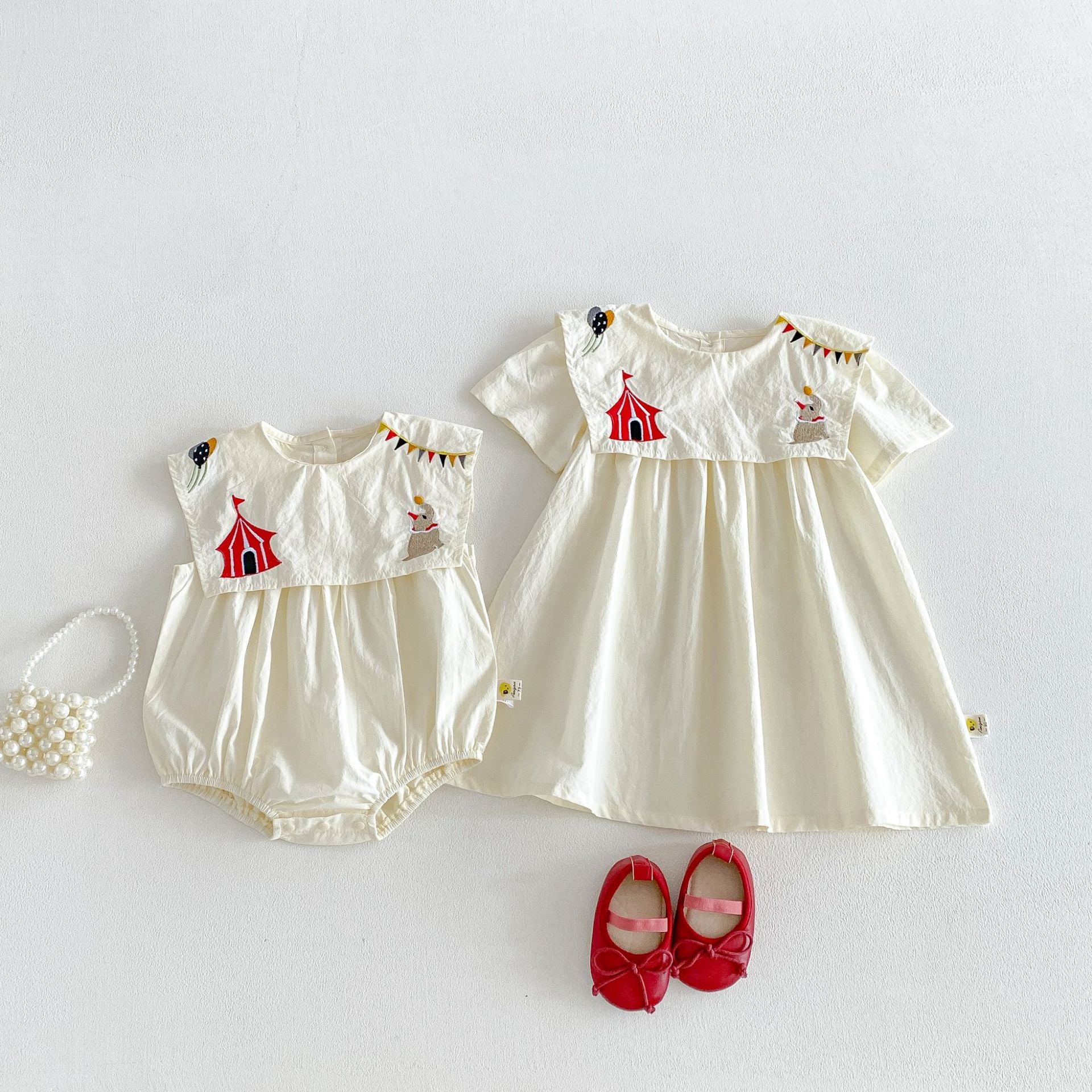 (In Production)Sisters Summer Circus Embroidery Dress&Romper