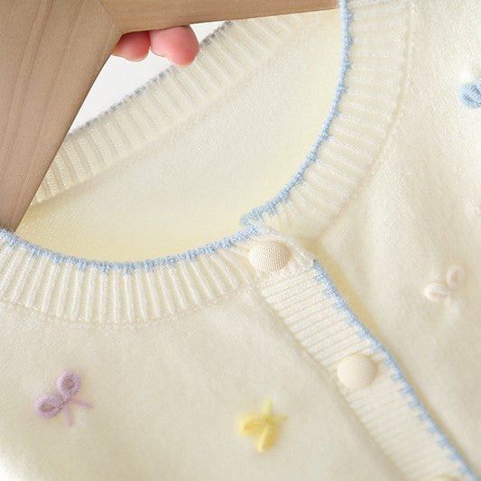 (In Production)Girls Fall&Winter Solid-color Bow Cardigan