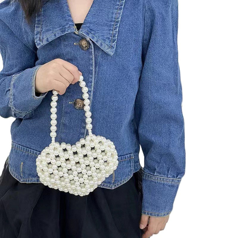 (Pre Order)Girls Spring and Summer Stylish Hand-woven Pearl Bag
