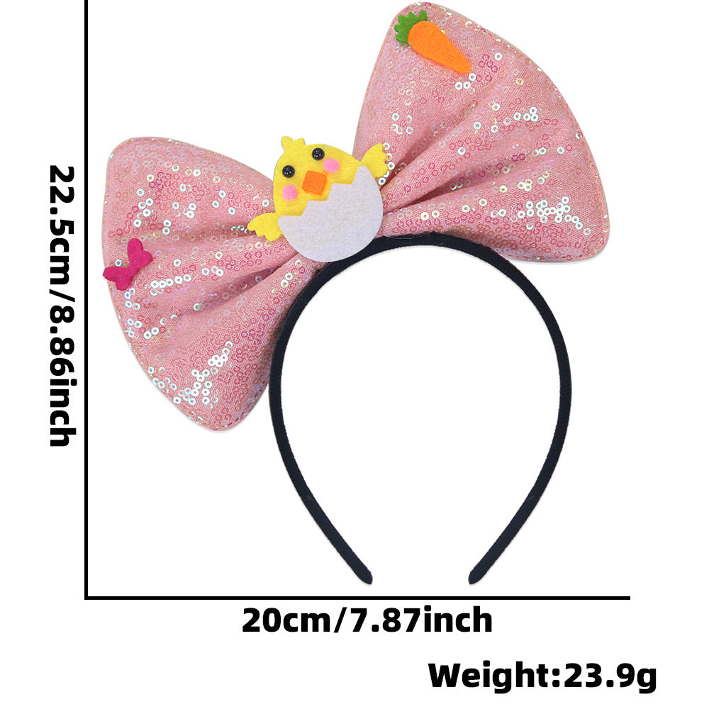 (Pre Order)Girls Easter Cartoon Sequin Bow Headband