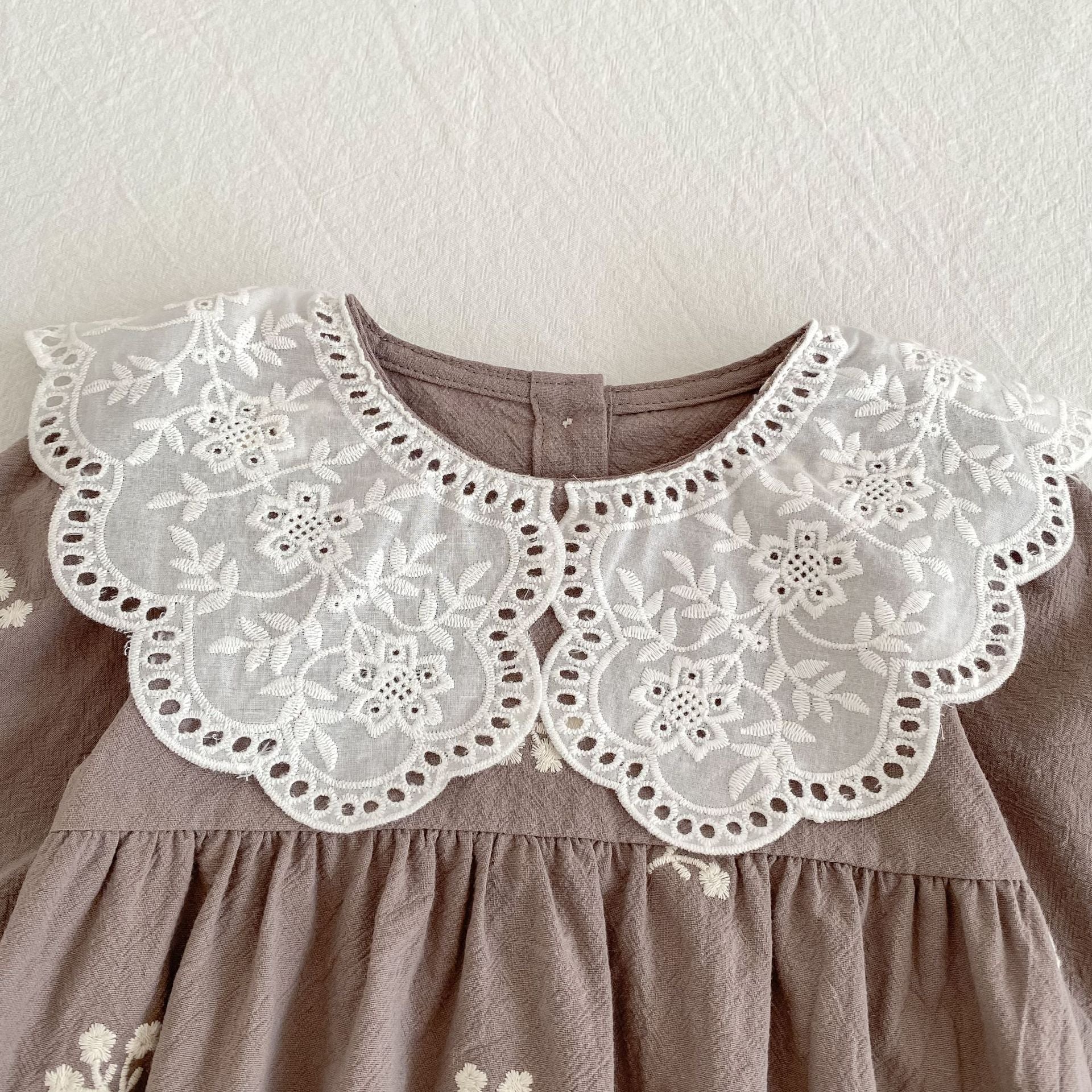 (Pre Order 2 Weeks)Sisters Fall Embroidery Baby Collar Dress&Romper