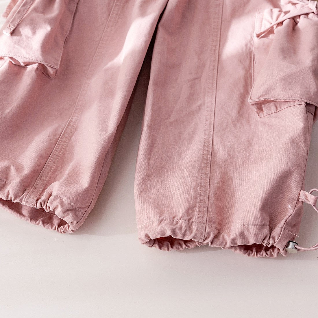 (In Production)Girls Spring Pink Multi-pocket Cargo Pants