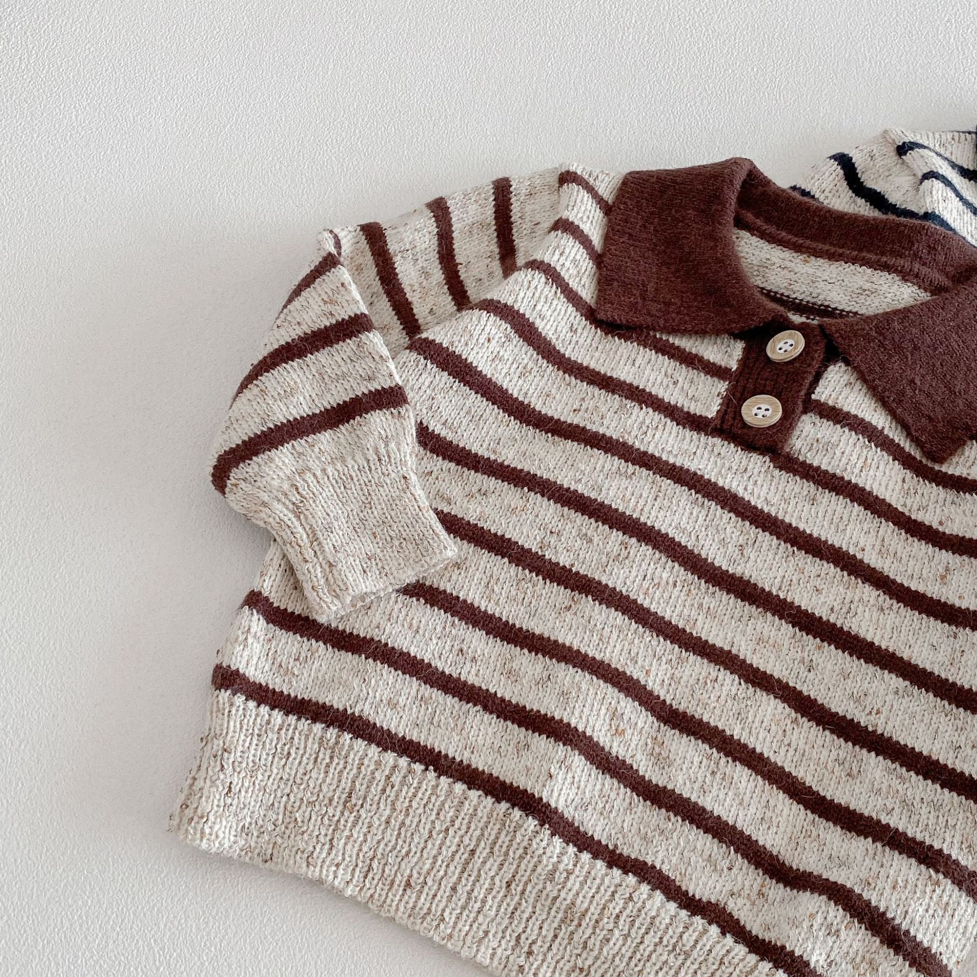 (Pre Order 2 Weeks)Unisex Fall Stripe Polo-neck Knitted Sweater