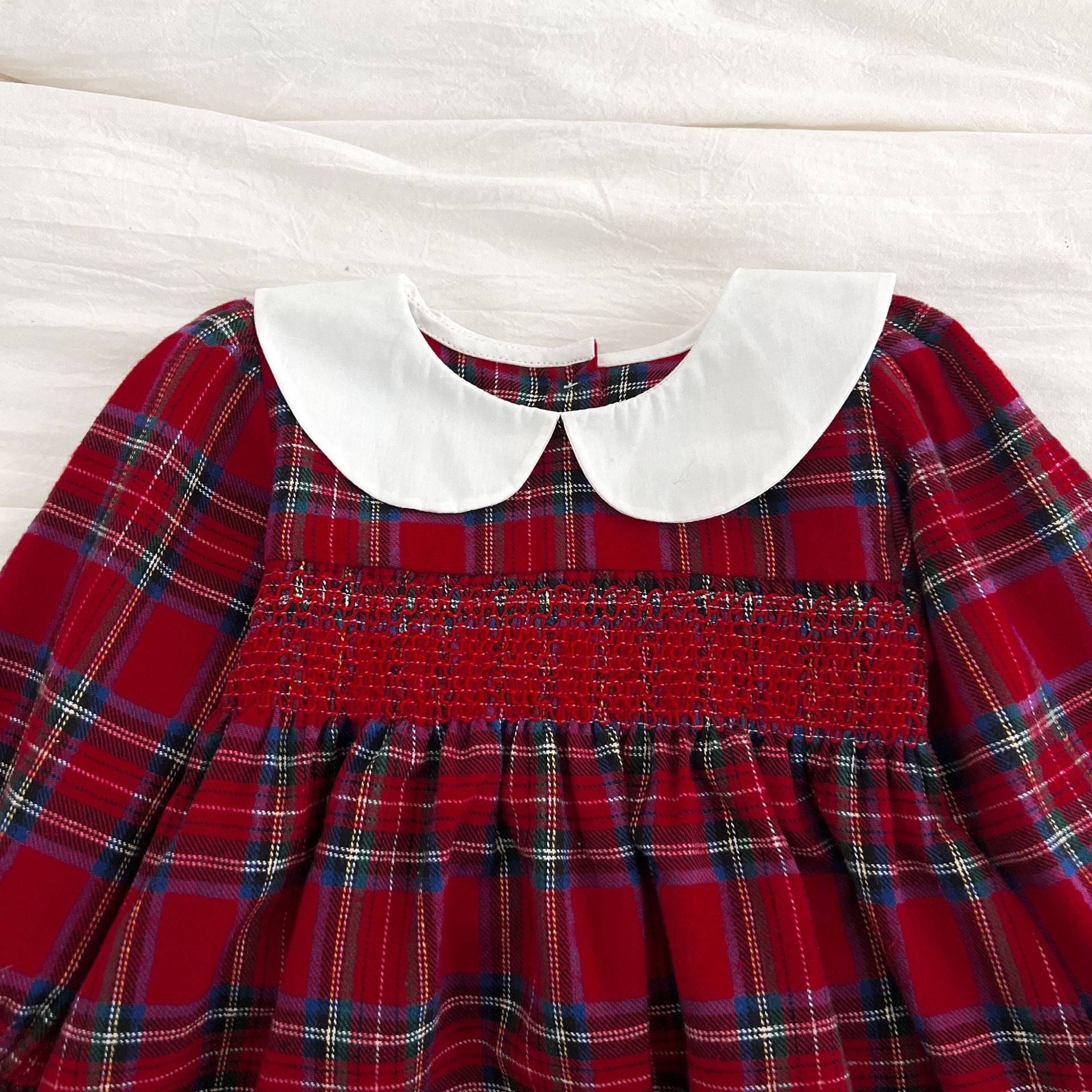 (Pre Order 2 Weeks)Sisters Christmas Plaid Smocked Dress&Romper