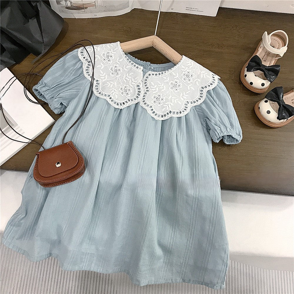 (In Production)Girls Spring&Summer Lace Doll Collar Dress