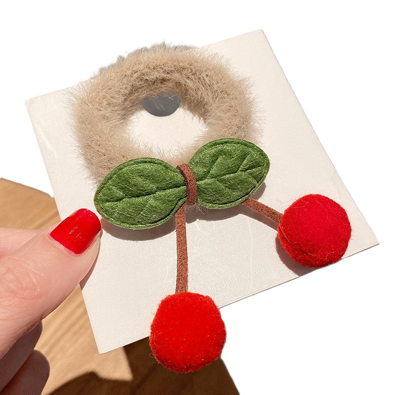 (Pre Order)Girls Spring and Summer Cherry-shaped Hair Tie