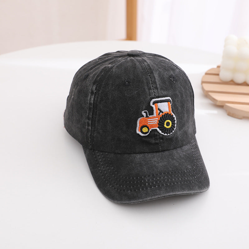 (Pre Order)Boys Spring&Summer Bulldozer Embroidery Baseball Cap