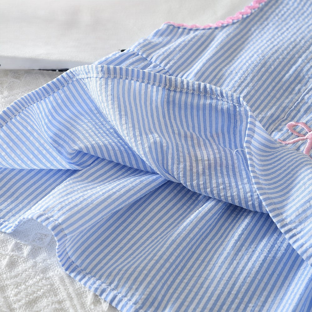 (In Production)Girls Spring&Summer Bow Embroidery Outfit Set