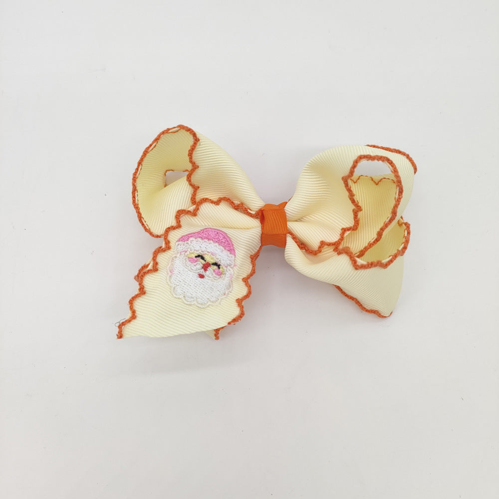 (Pre Order)Girls Christmas Santa Claus Embroidery Hair Clip 2PCS