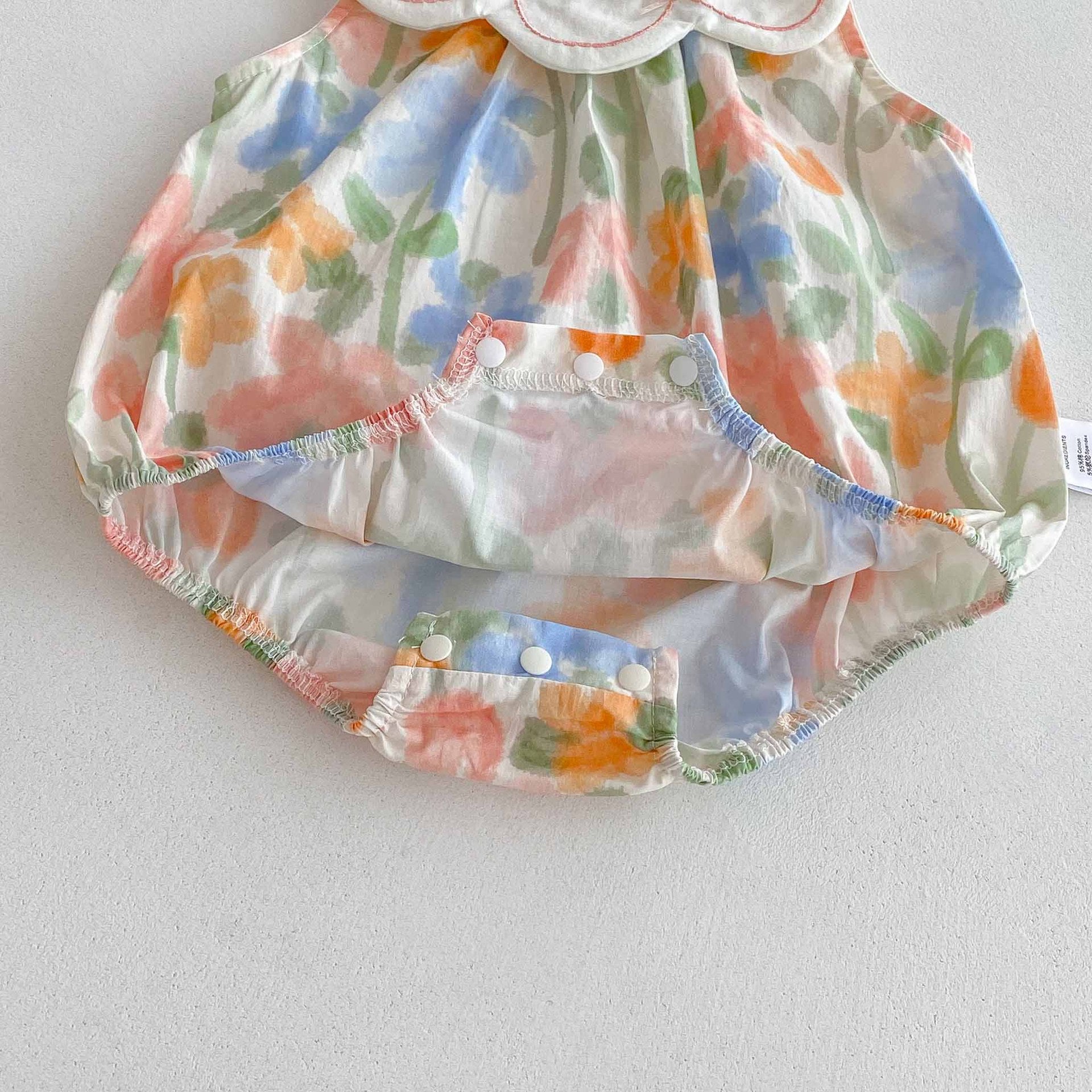 (Pre Order 2 Weeks)Toddler Girls Floral Print Scallop Collar Romper