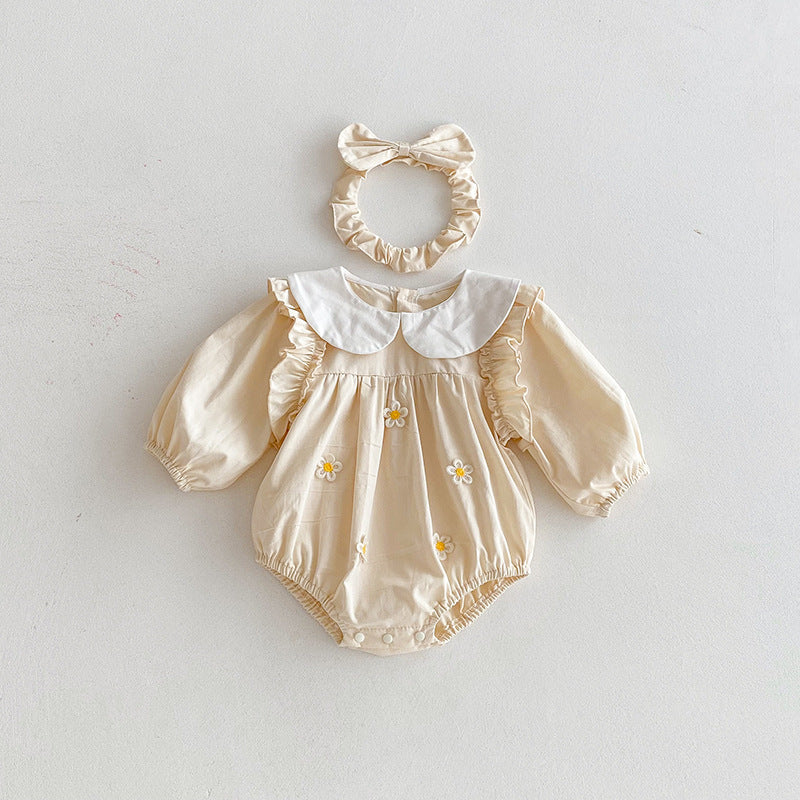 (In Production)Sisters Baby Collar Floral Ruffle Dress&Romper