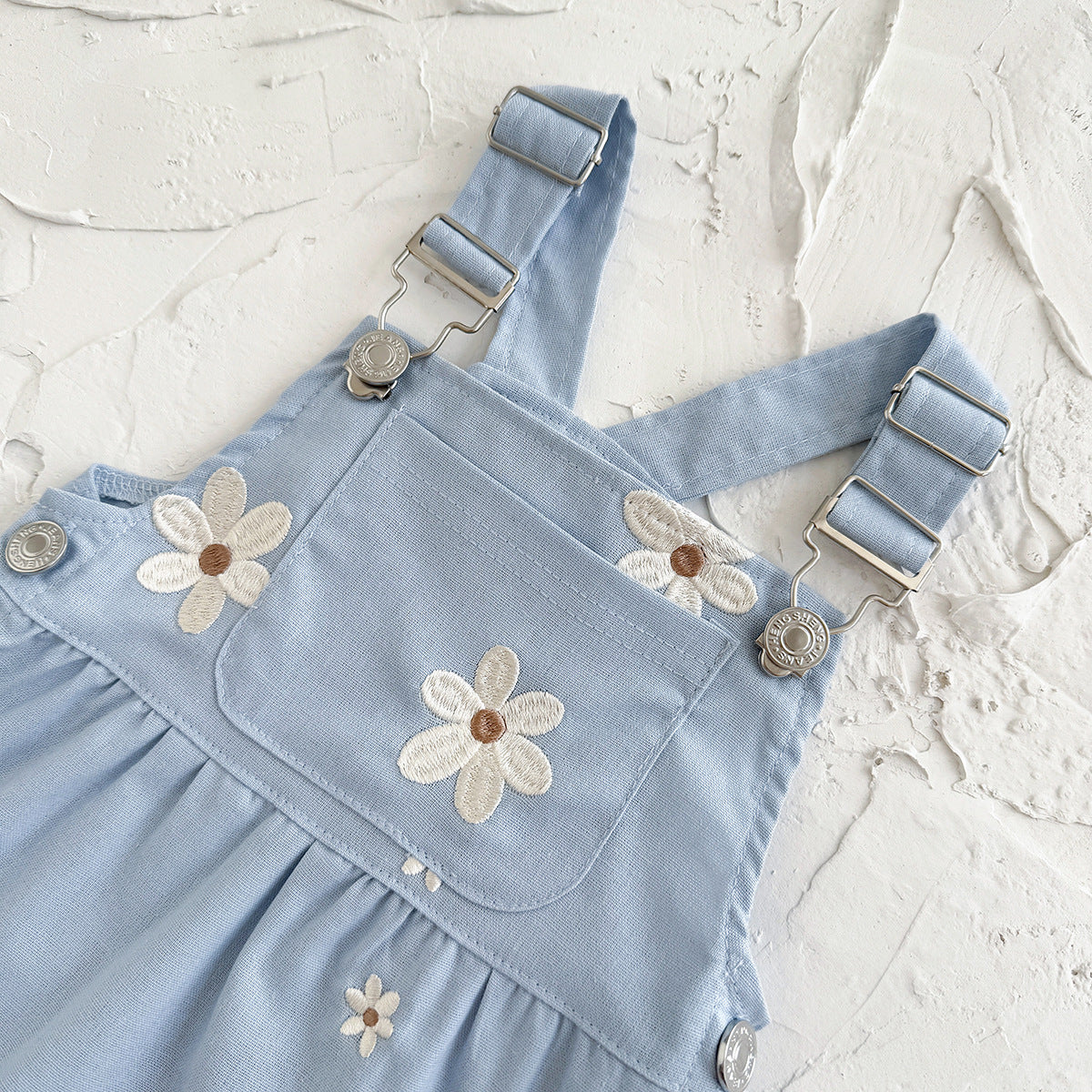 (In Production)One Pack(5 Pieces total)Sale Girls Summer Floral Embroidery Overall Dress