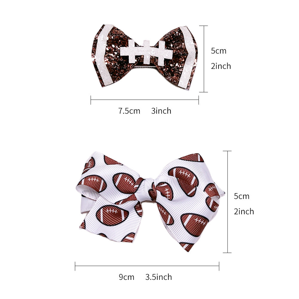 (Pre Order)Girls Football Bow Hair Clip