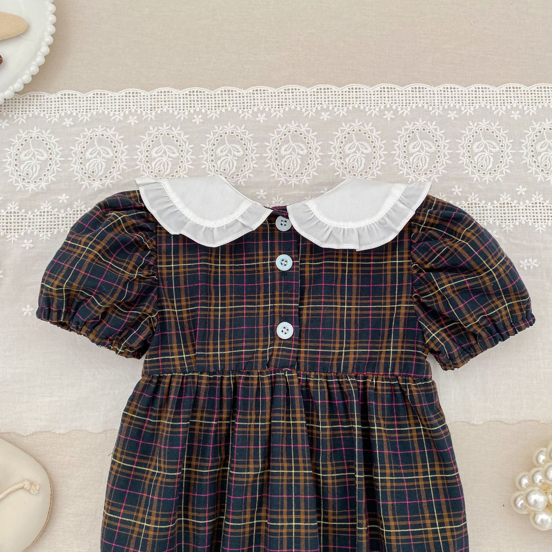 (Pre Order 2 Weeks)Sisters Fall Smocked Baby Collar Dress&Romper