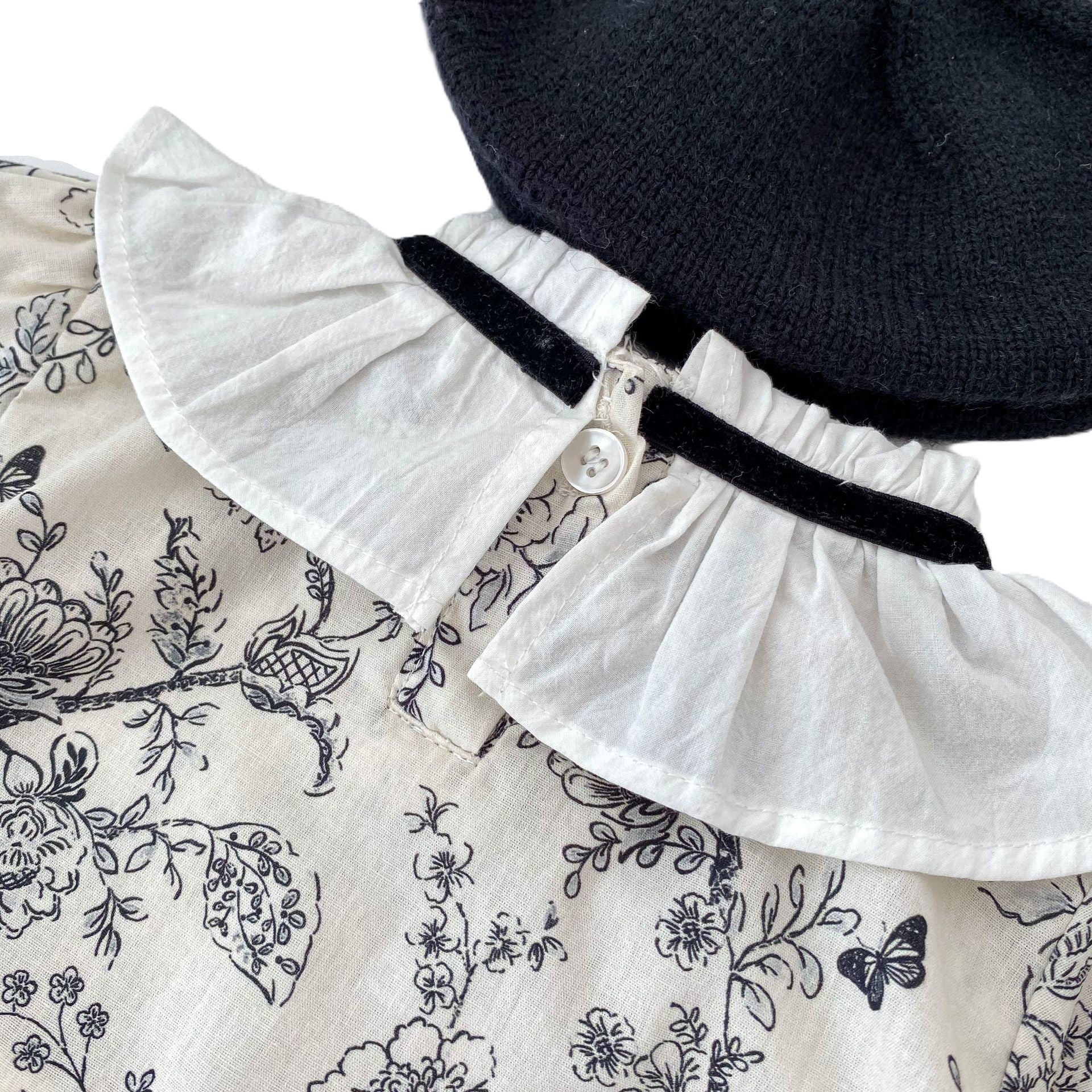 (In Production)Toddler Girls Fall&Winter Doll Collar Cotton Bloomer Set