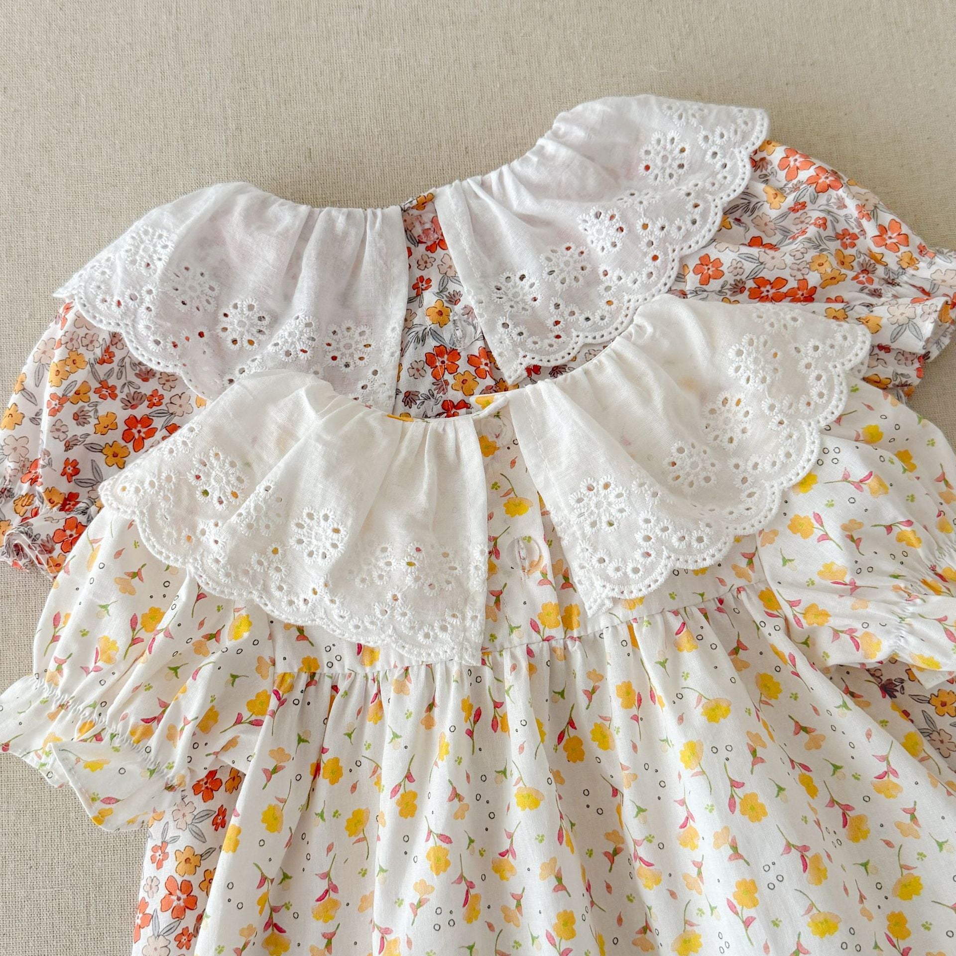 (Pre Order 2 Weeks)Girls Floral Print Ruffle Collar Dress
