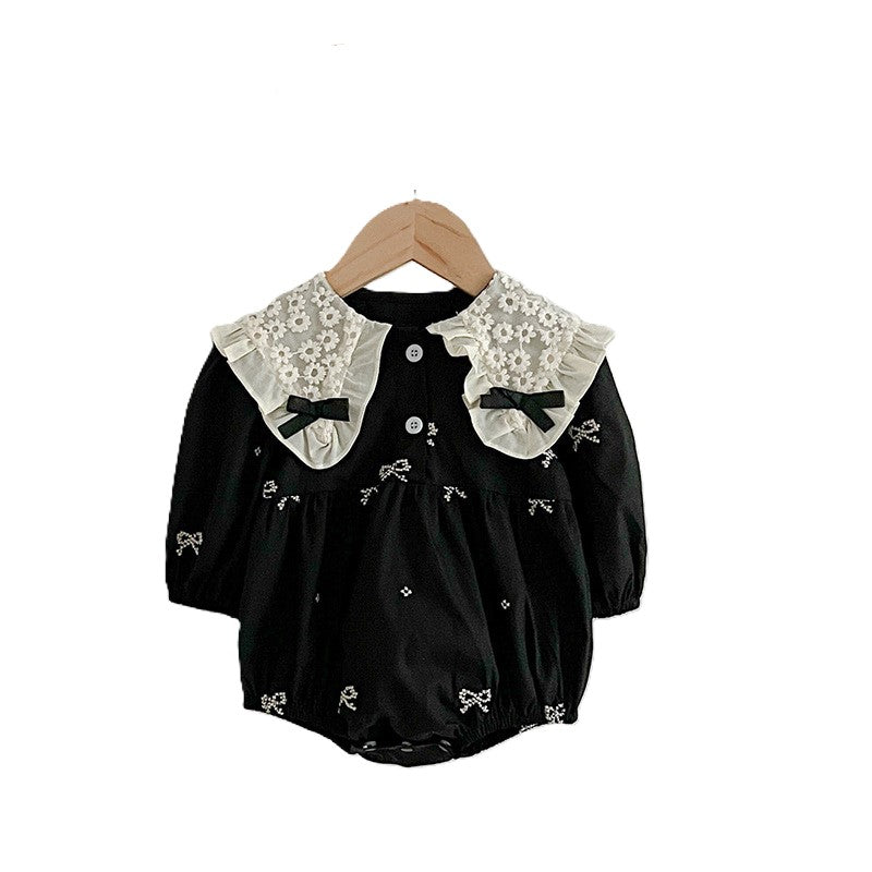 (In Production)Sisters Spring&Summer Bow Embroidery Doll Collar Dress&Romper