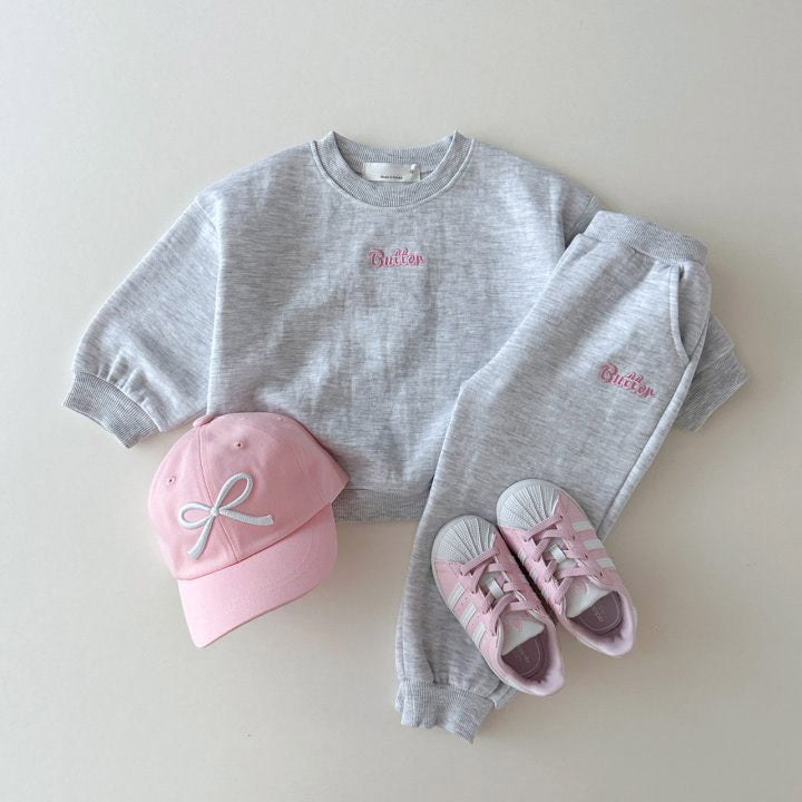 (Pre Order 2 Weeks)Girls Fall Butter Embroidery Sweatshirt Set