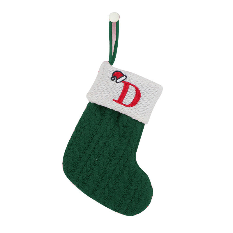 (Pre Order)Green Letter Wool Christmas Stocking Pendant