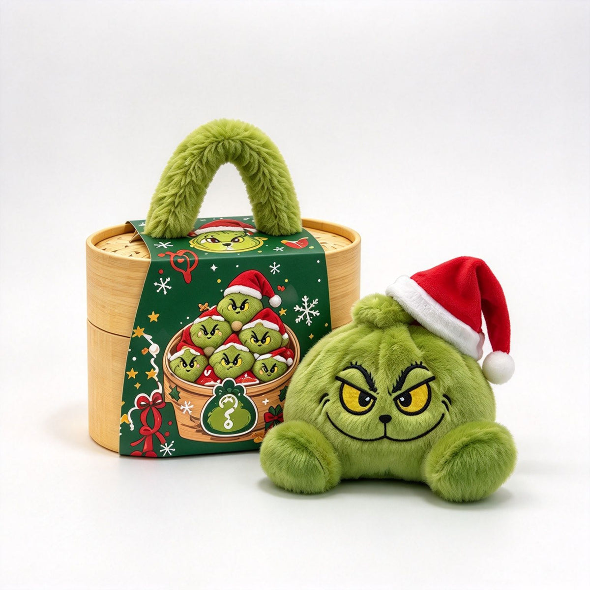 (Pre Order)Christmas Grinch Plush Box Gift Set with Basket