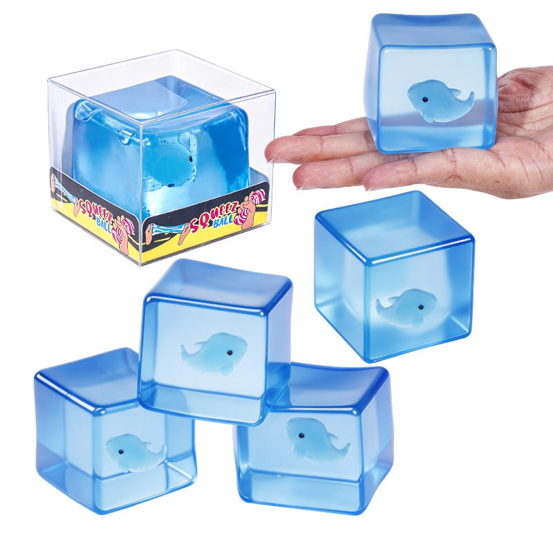(Pre Order)Squishy Squeeze Cube Whale Toy