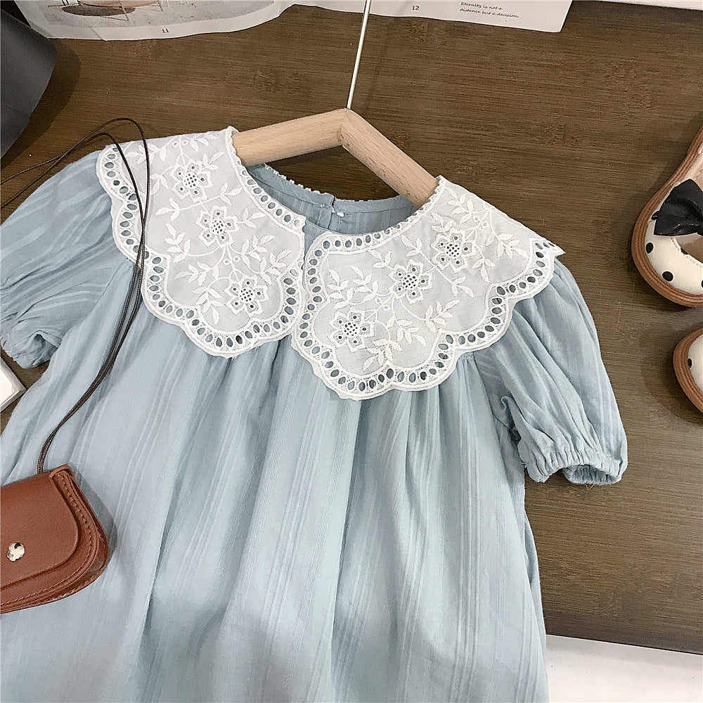 (In Production)Girls Spring&Summer Lace Doll Collar Dress