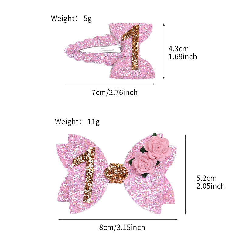 (Pre Order)Toddler Girls Birthday Number Bobby Pin 2PCS