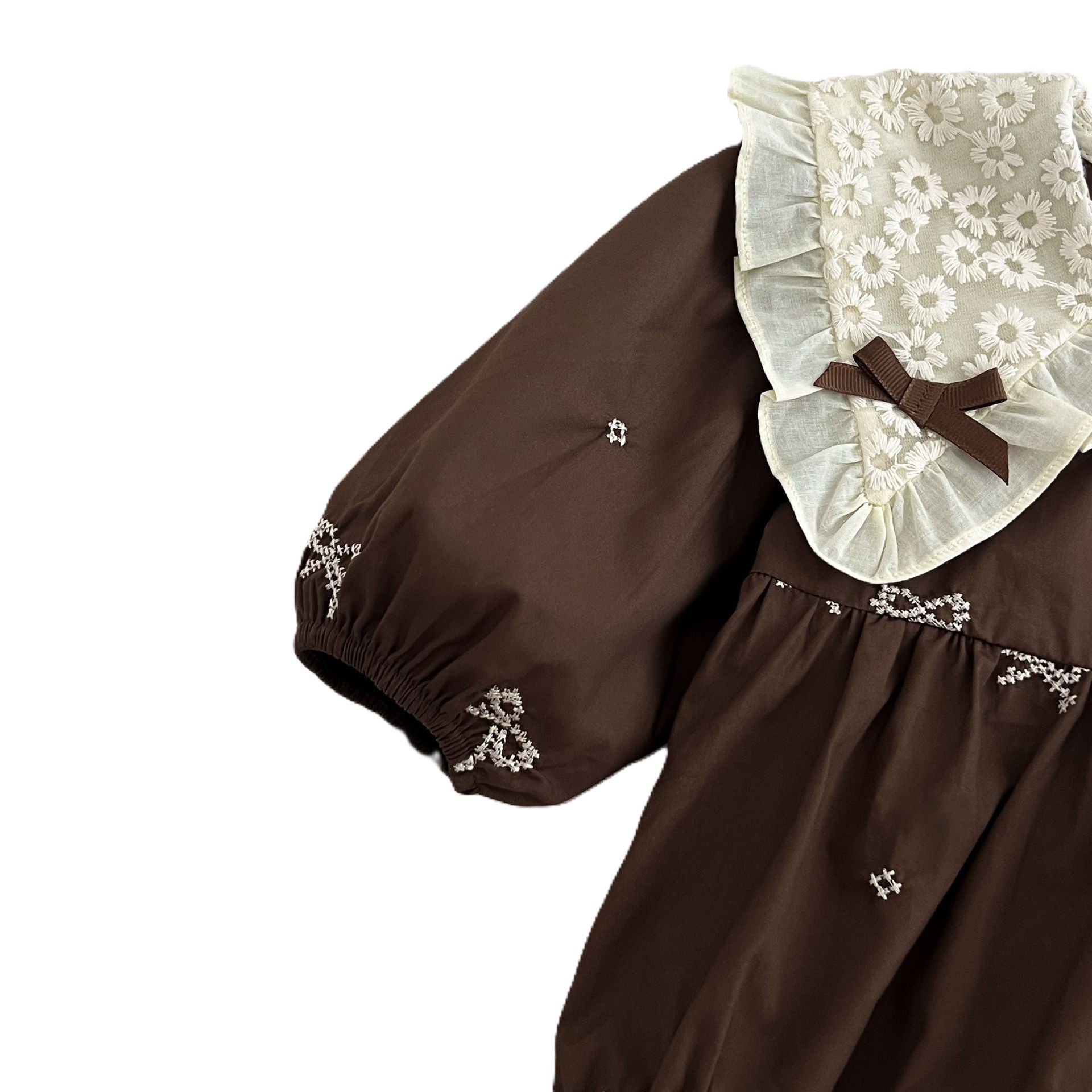 (In Production)Sisters Spring&Summer Bow Embroidery Doll Collar Dress&Romper