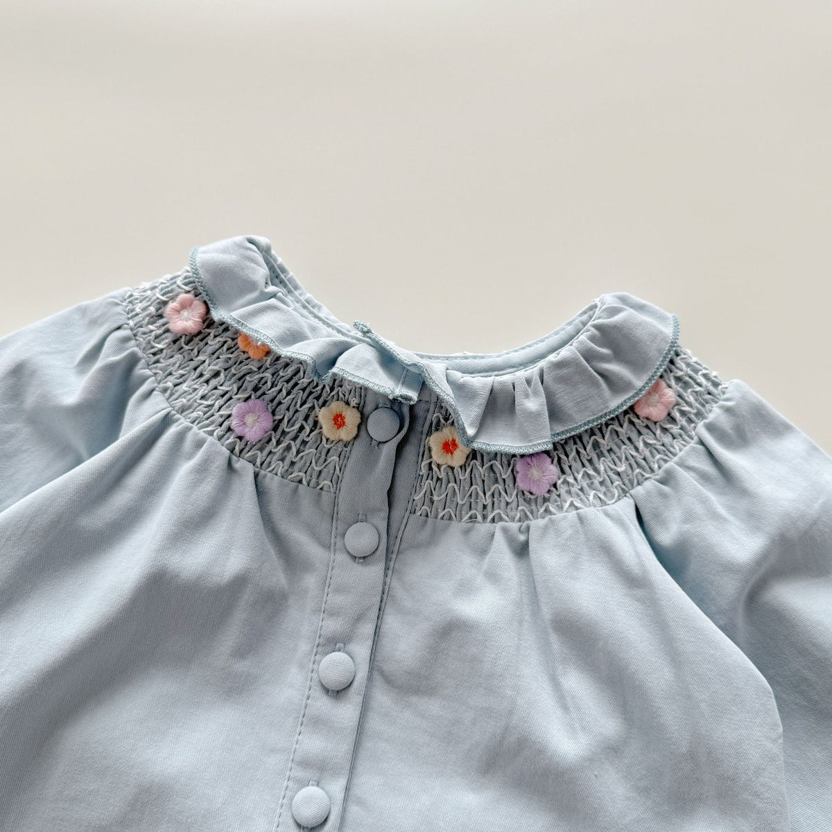 (Pre Order 2 Weeks)Girls Fall Floral Smocked Ruffle Shirt