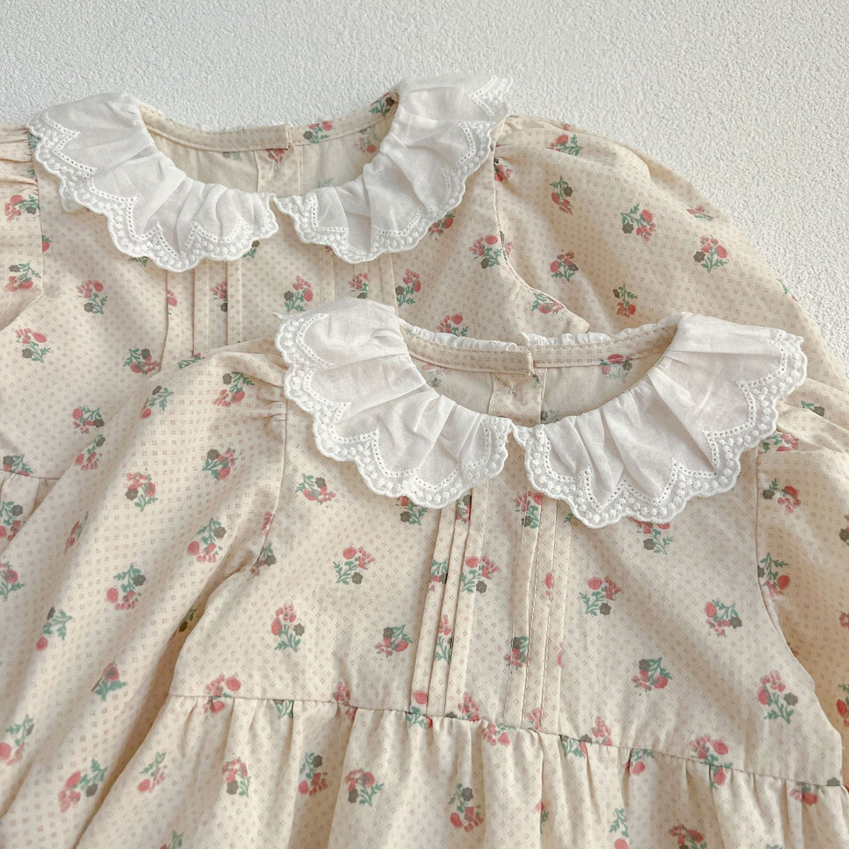 (Pre Order 2 Weeks)Sisters Fall Floral Print Lace Collar Dress&Romper