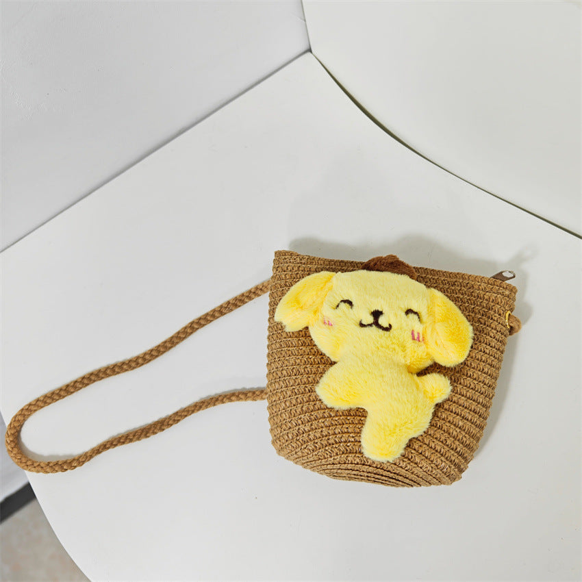 (Pre Order)Girls Spring and Summer Cartoon Weaving Straw Bag