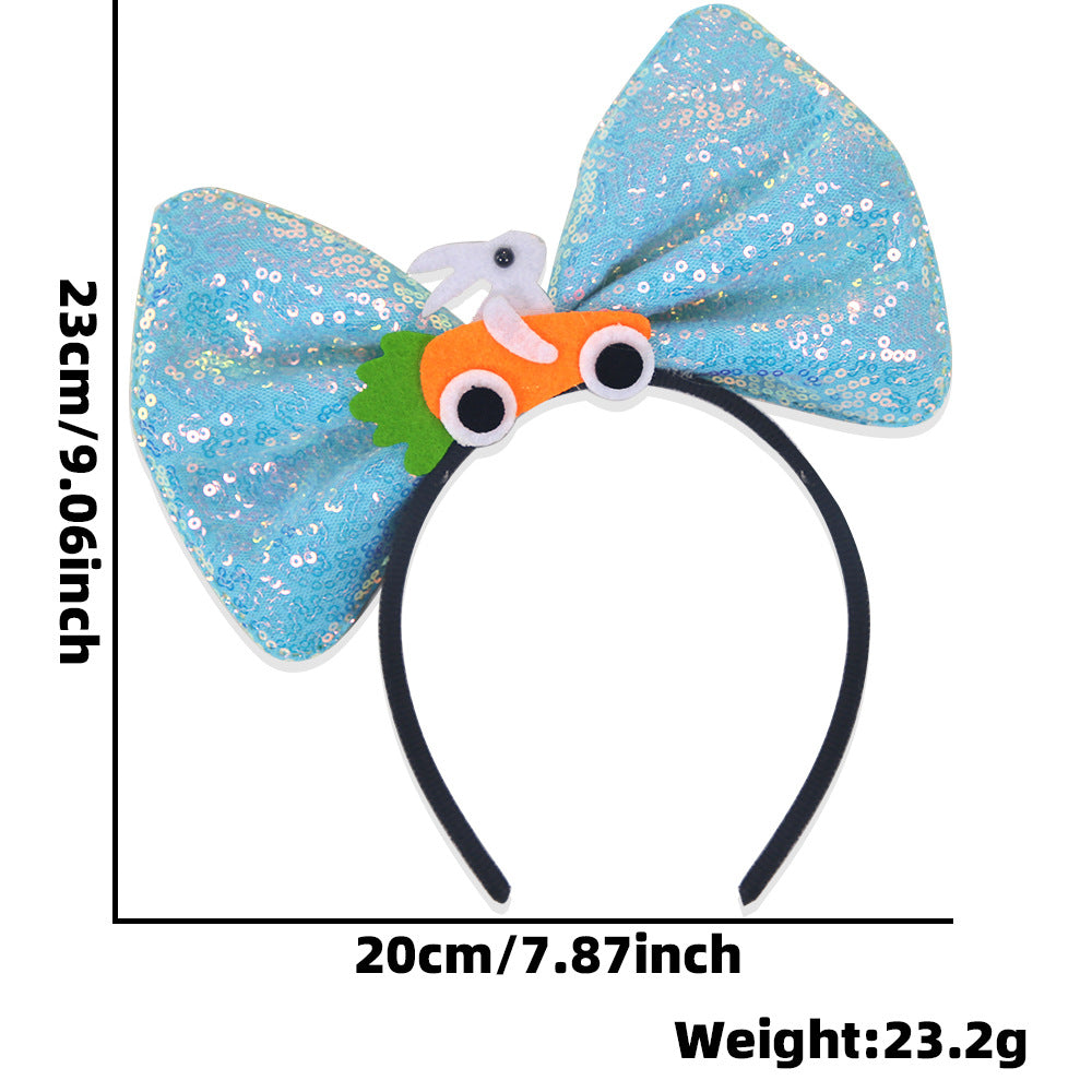(Pre Order)Girls Easter Cartoon Sequin Bow Headband