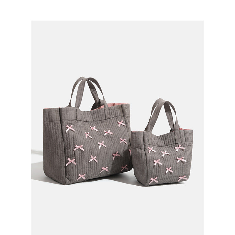 (Pre Order)Mommy and Me Pink Bow Canvas Tote Bag
