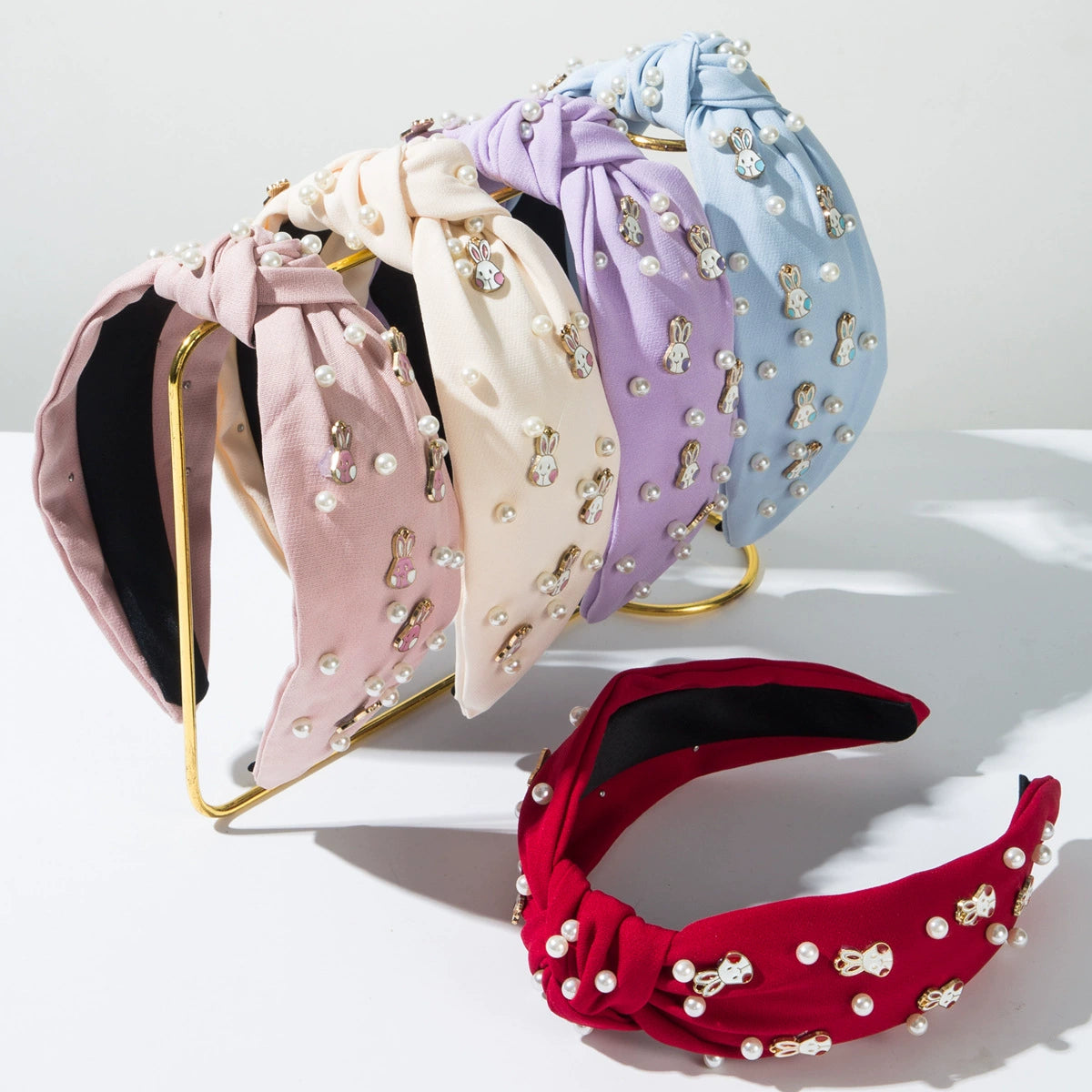 (Pre Order)Easter Stylish Bunny Pearl Rhinestone Headband