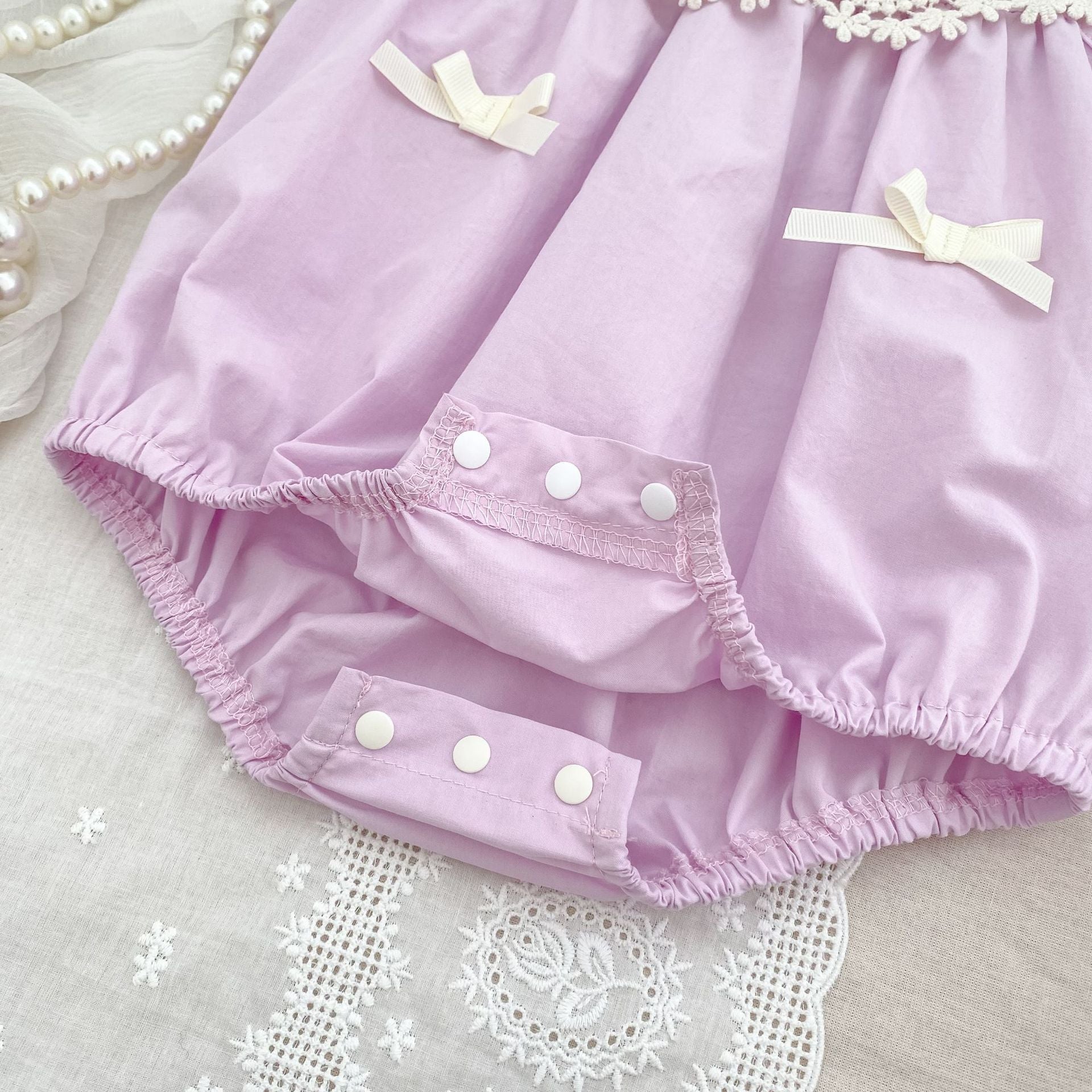 (In Production)Sisters Spring&Summer Lavender Bow Ruffle Dress,Romper